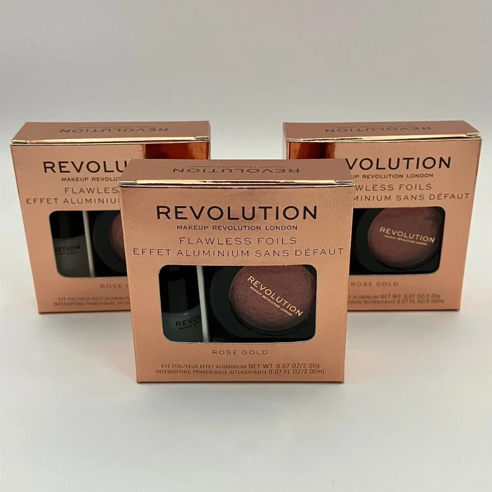 Makeup Revolution Flawless Foils Eyeshadow Palette Rose Gold Pack Of 3 Pcs